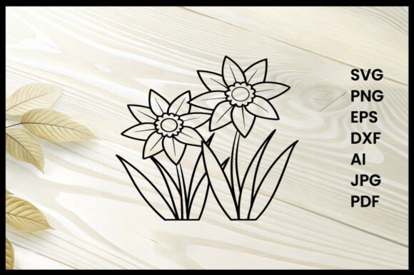 A Versatile Daffodil Line Art Graphic for Crafts & Branding