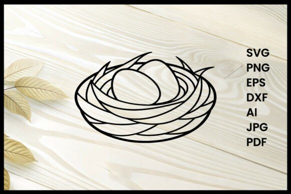 Birds Nest Line Art Design for Graphics and Coloring Pages Amp