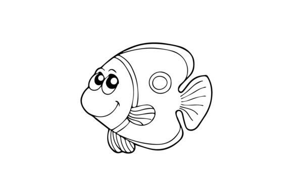 Charming Animal Fish Line Art for Embroidery