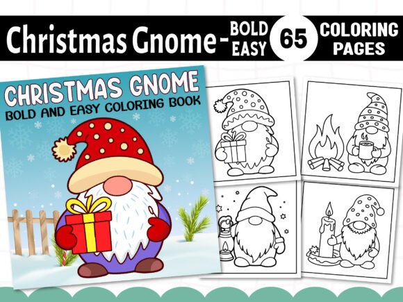 Christmas Gnome Coloring Pages Bold Easy