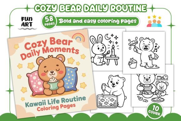 Cozy Bear Daily Routine: A Charming Graphics Asset for Kids