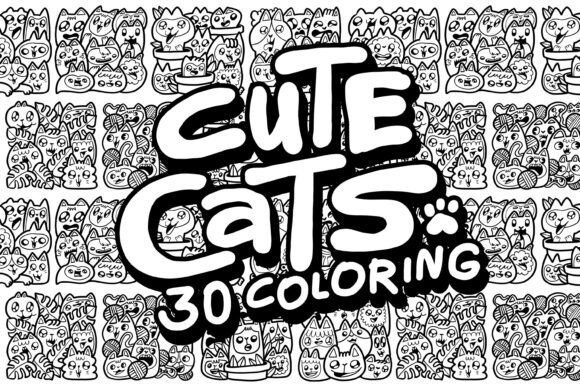 CUTE CAT DOODLE COLORING PAGE: A Fun Graphics Asset