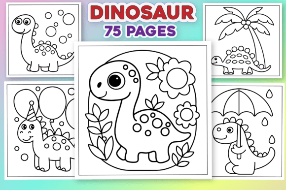 Cute Dinosaur, Bold Easy Coloring Pages