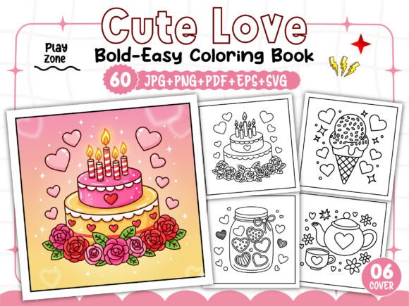 Cute Love Bold and Easy Coloring Book