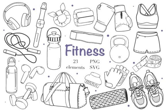 Fitness Equipment Clipart SVG PNG: Perfect for Editorial Graphics