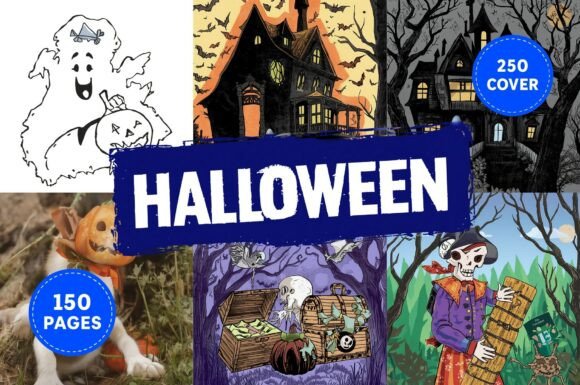 Halloween Art Bundle: Graphics & Coloring Pages for Branding