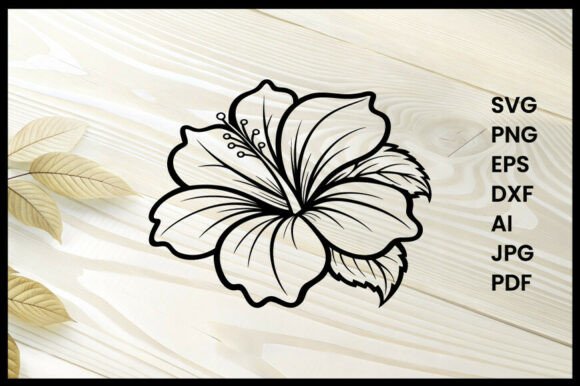 Hibiscus Flower Coloring Page Design for Graphics