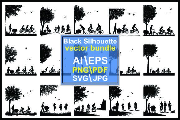 Kid Riding Bike Bech Silhouette Graphics for Marketing