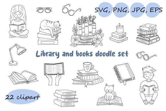 Library and Books Doodle Set: A Versatile Graphics Tool