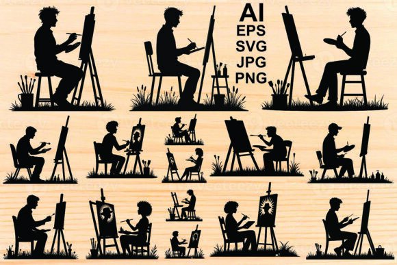 Painter Silhouette Graphics for Editorial & Web Design