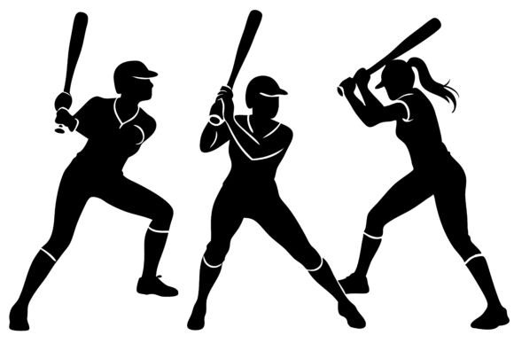 Review: Silhouette of Four Softball Players for Design Projects