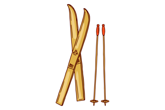 Reviewing Ski Poles Drawing for Winter Brand Graphics