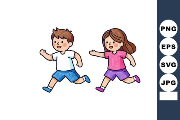 Reviewing the Playful Running Children Graphics for Editorial Use