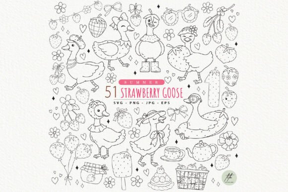 Strawberry Goose Outline SVG: A Versatile Graphics Asset