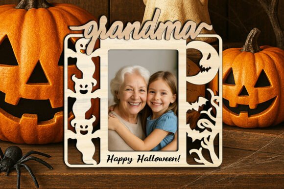 SVG Halloween Grandma Photo Frame for Laser Engraving