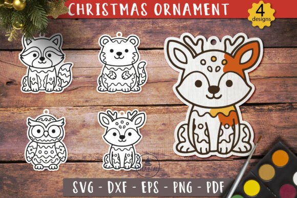 Woodland Animal Coloring Ornament SVG for Creative Crafts